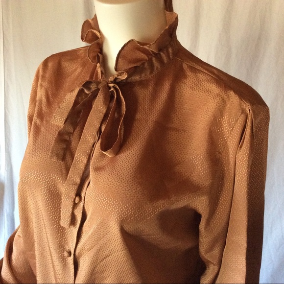 Last Chance! VTG Librarian Blouse Ruffle Necktie - Picture 8 of 8